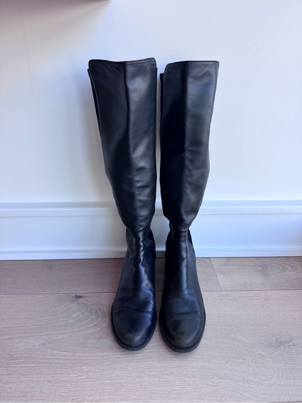 Stuart Weitzman Classic Black Knee-High Leather Boots